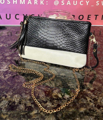 White and black purse